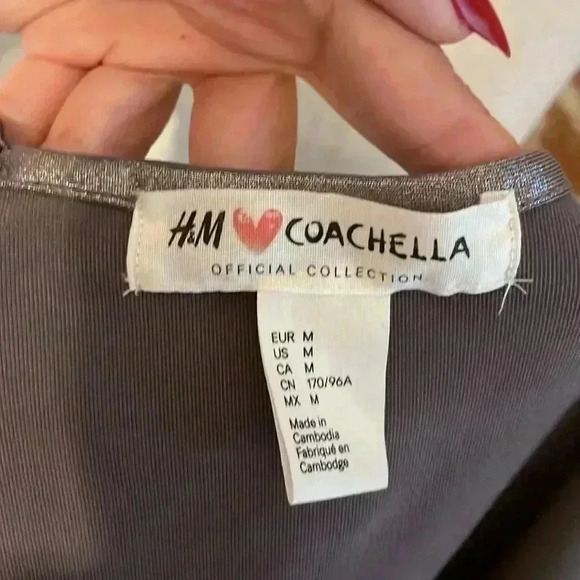 H&M Metallic‎ Bodysuit Silver Coachella Collection - Picture 8 of 8